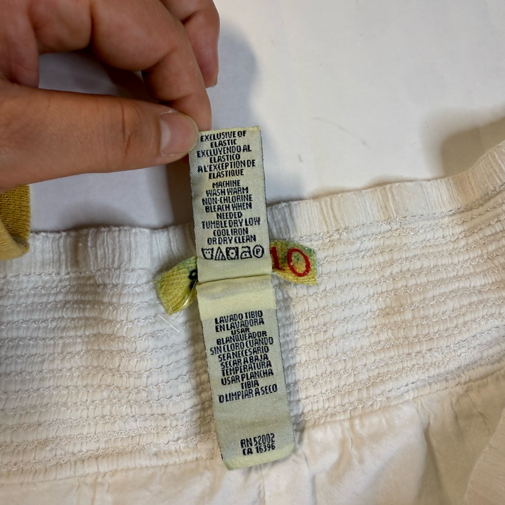 Cream Cotton Smocked Waist Flowy Midi Skirt – Stamp 10 - Picture 5 of 6